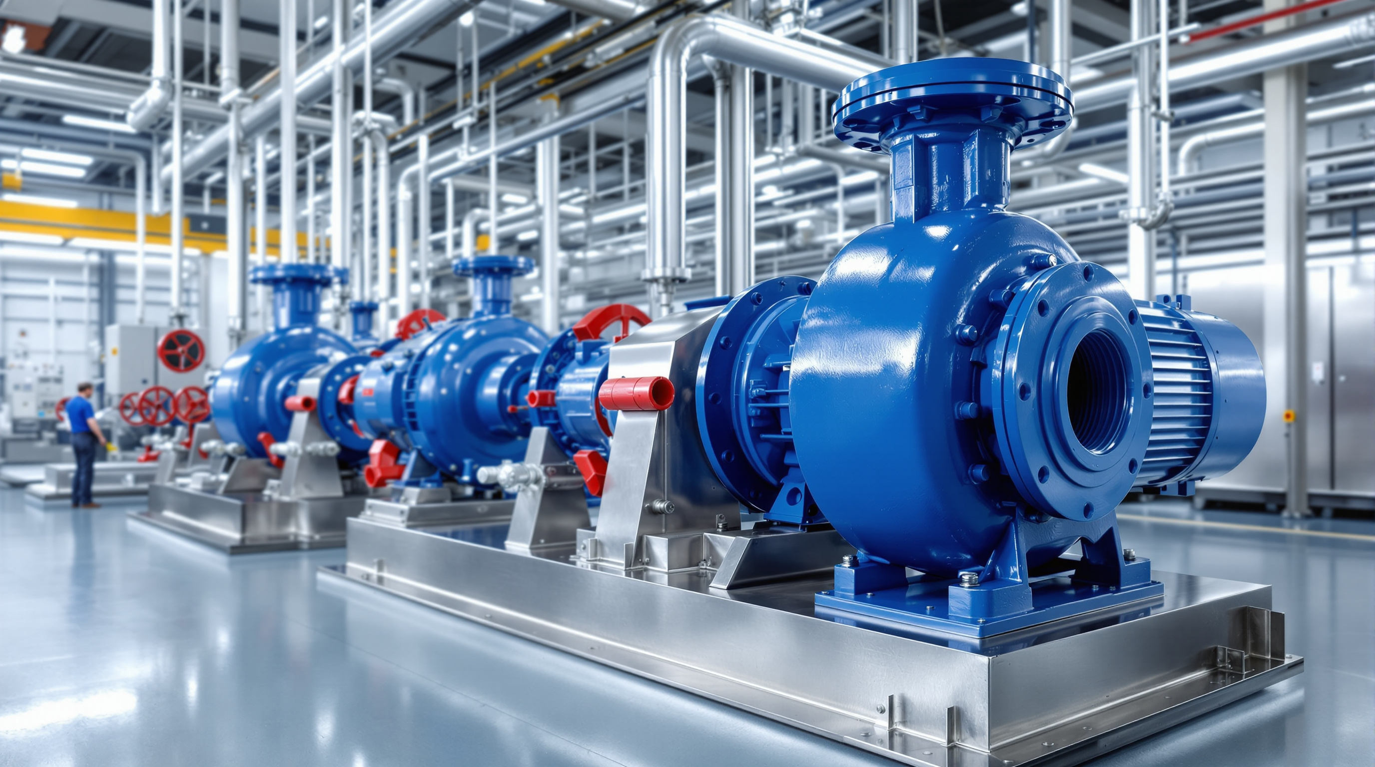 Horizontal split-case centrifugal pump installed in a water treatment plant